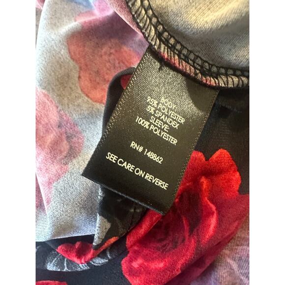 Torrid Rose Print V-Neck Blouse Sheer Ruffle Long Sleeve Top Plus Size 1 1X - Picture 7 of 15